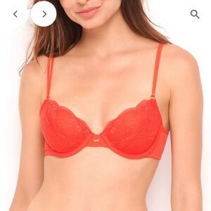 BeMe New York Red Lace Demi (Lightly Padded) Underwire Bra   34C,34D & 36C.  NWT